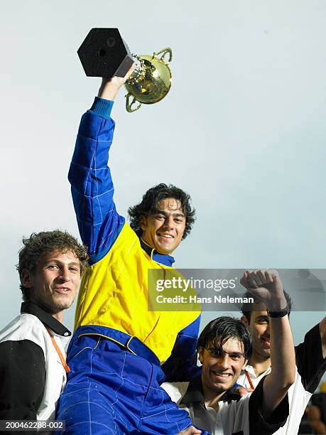 Shoulder Training Racing Driver Racing Team Hoisting Driver On Shoulders Driver Raising Trophy High-Res ...