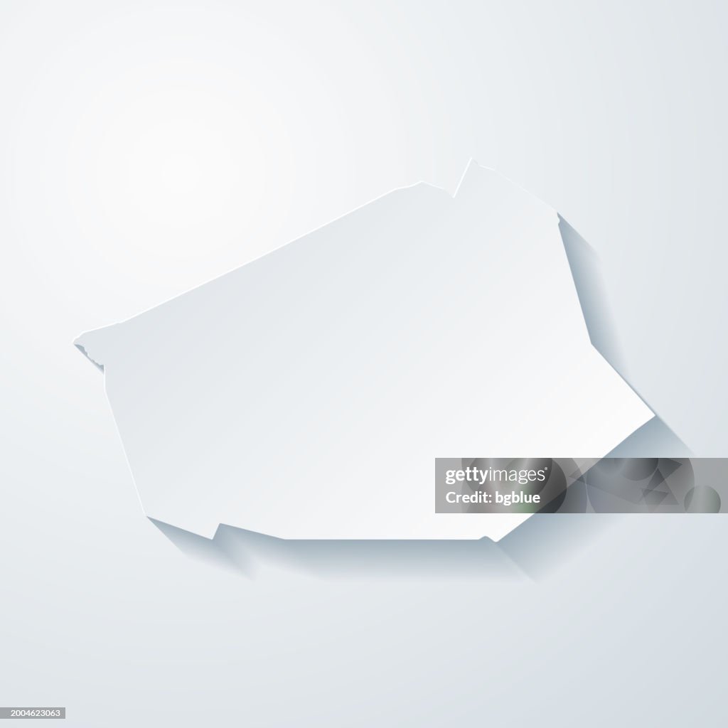 Comté de Wilson, Caroline du Nord. Carte avec effet de papier découpé sur fond vierge