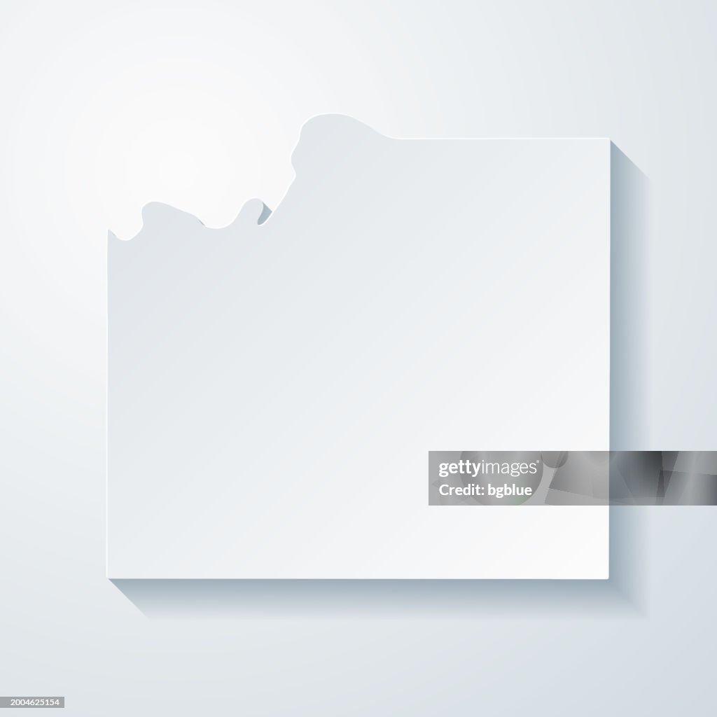 Johnson County, Kansas. Map with paper cut effect on blank background