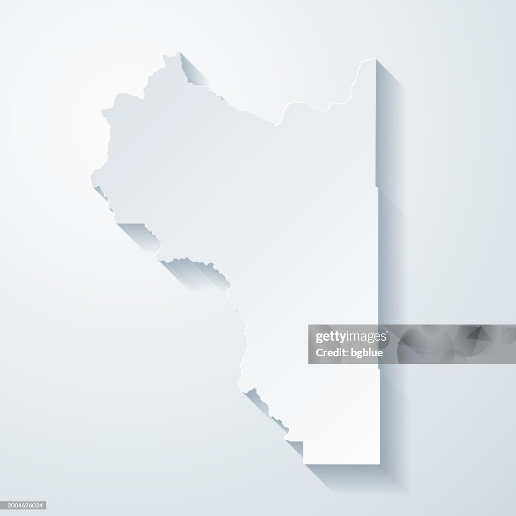 Wasatch County, Utah. Map with paper cut effect on blank background