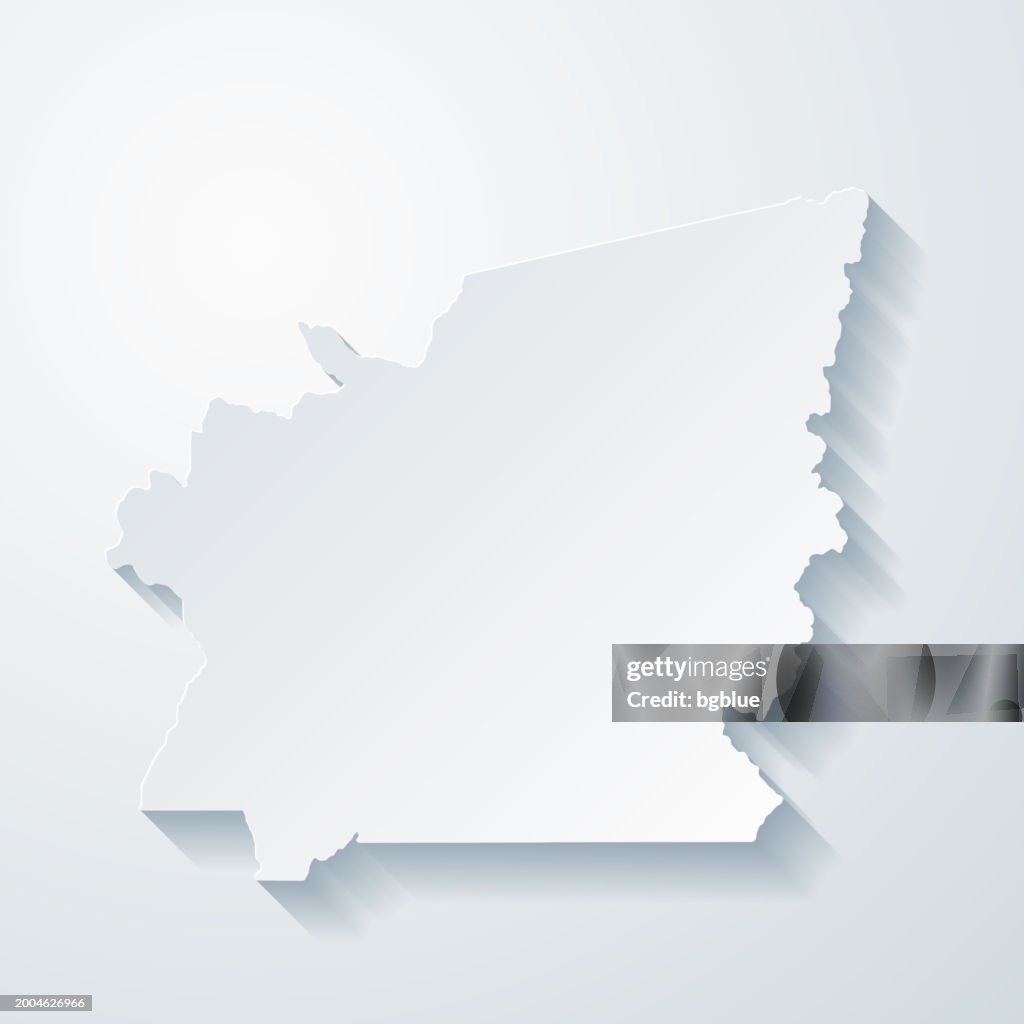 Idaho County, Idaho. Map with paper cut effect on blank background