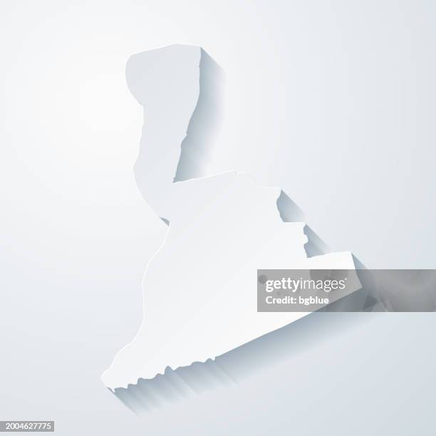 stockillustraties, clipart, cartoons en iconen met northumberland county, pennsylvania. map with paper cut effect on blank background - northumberland