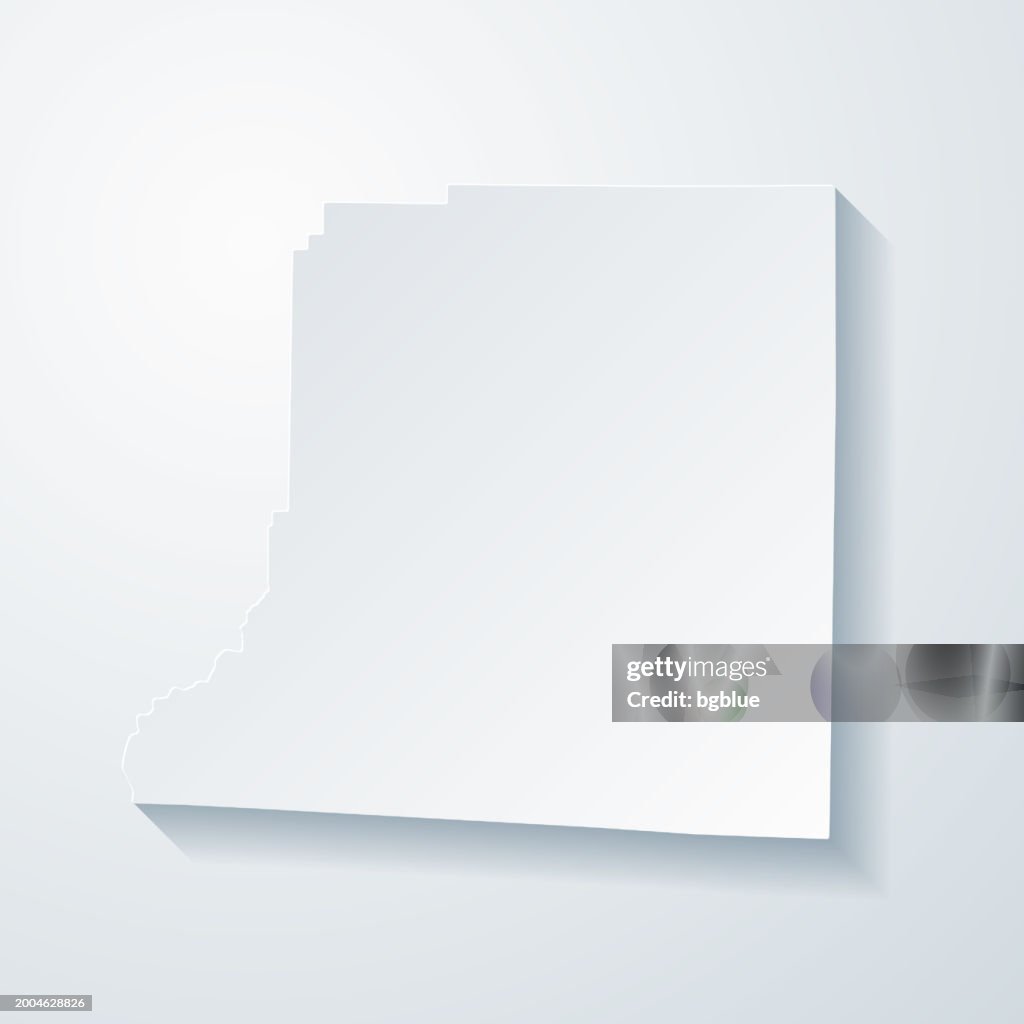 Decatur County, Georgia. Map with paper cut effect on blank background