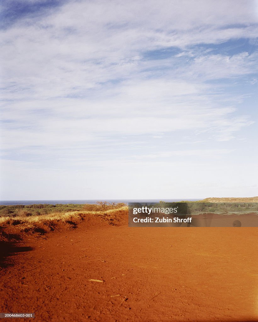 USA, Hawaii, Molokai, landscape with red earth