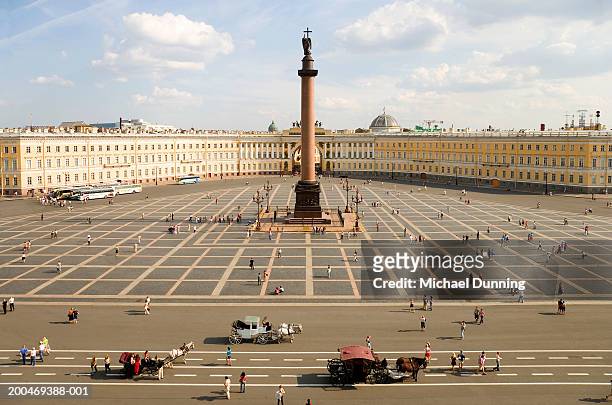 russia, st petersburg, palace square and alexander column - st petersburg russia stock pictures, royalty-free photos & images