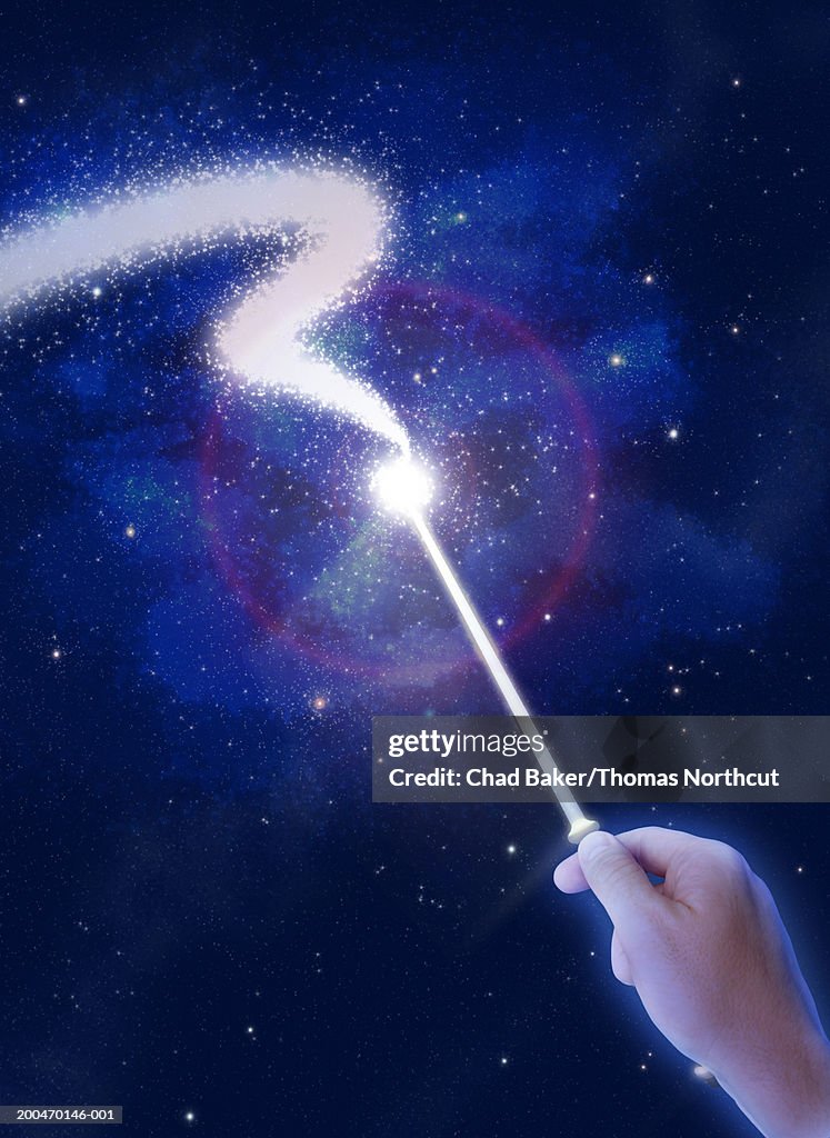 Hand Wave Magic Person Waving Magic Wand Night Closeup Of Hand High-Res Stock Photo ...