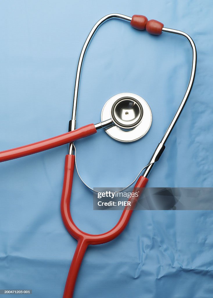 Stethoscope on surgical cloth, close-up