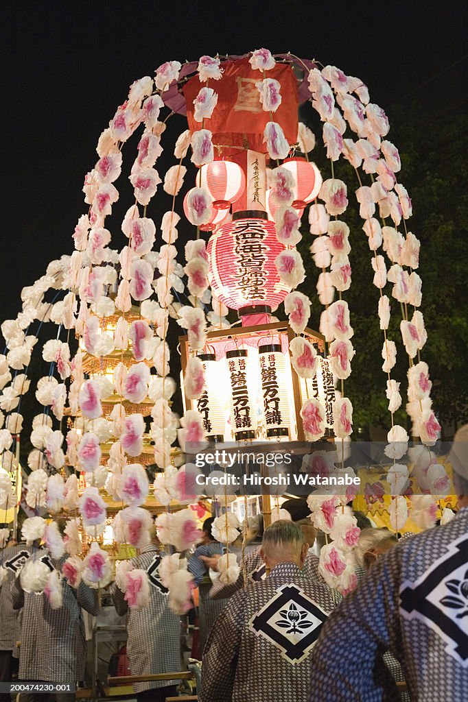 Japan, Tokyo, Buddhist festival at Ikegami Honmonji Temple, night