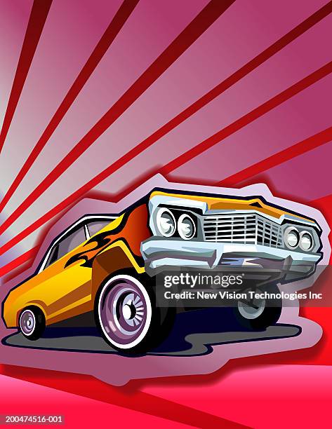 stockillustraties, clipart, cartoons en iconen met low rider - customized car