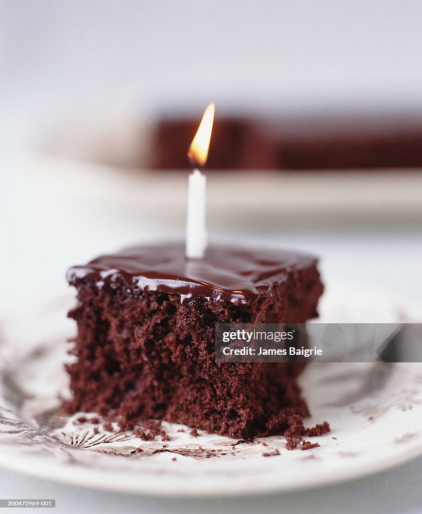 Chocolate sauerkraut sheet cake with candle