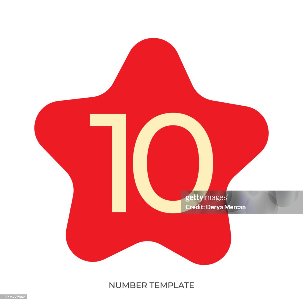 10 Point Rounded Star Rounded Star Shape And Number Stock Illustration Number Template Design ...