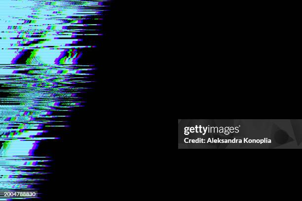 motion glitch interlaced multicolored distorted textured futuristic background with abstract digital signal, broadcasting error border pattern - frequenza foto e immagini stock