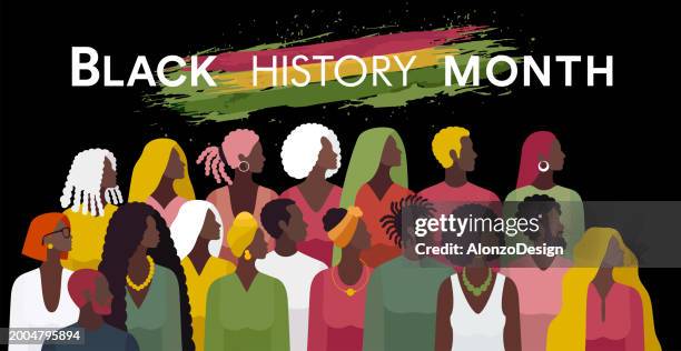 large group of black people. black history month. seamless pattern. learning about african culture. - curly hair vector stock illustrations