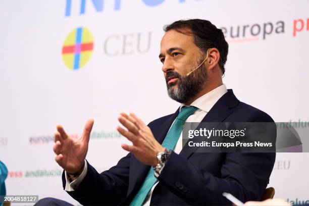 The HR Director of Cepsa Energy Parks, Jose Alfonso Martinez, speaks during an informative meeting of Europa Press Andalucia in collaboration with...