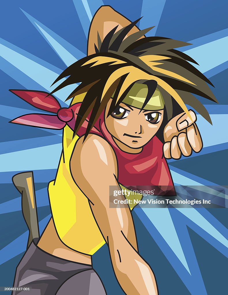 Young man practicing martial arts