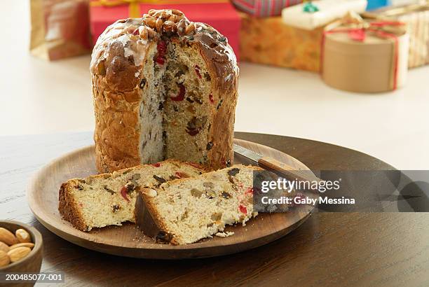 traditional christmas cake (panettone) - panettone stock pictures, royalty-free photos & images
