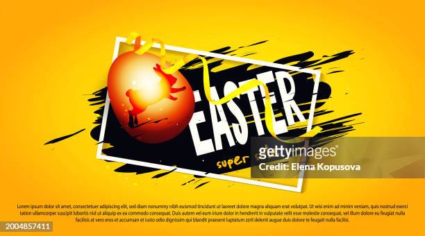 easter celebration concept in realistic style. easter chocolate egg with bunny on abstract gold background. stylish luxury banner with space for text for holiday discounts. - succulent frame stock illustrations