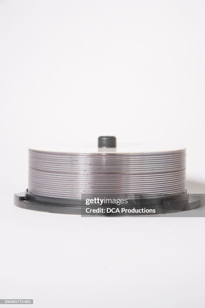 Stack of DVDs on spindle
