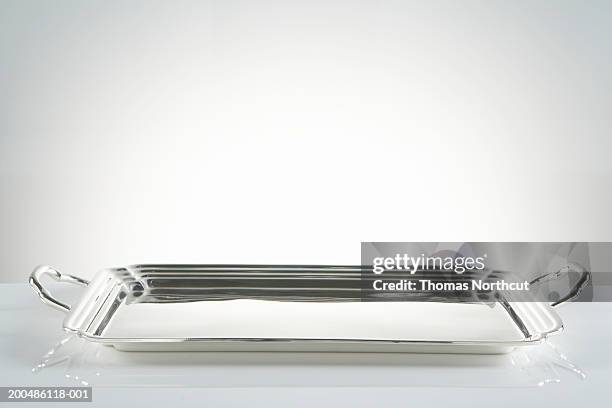 silver platter - silbertablett stock-fotos und bilder