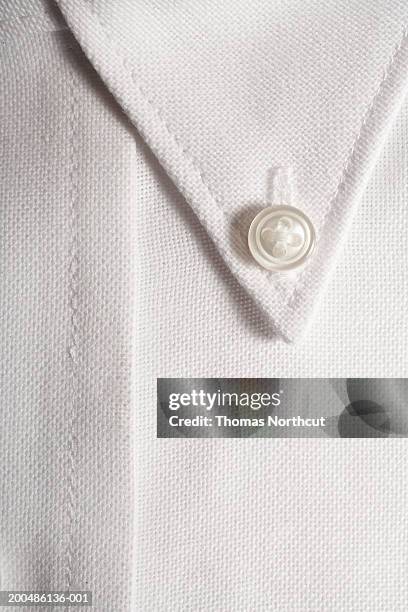 man's dress shirt, close-up of button-down collar - white button down shirt stock pictures, royalty-free photos & images