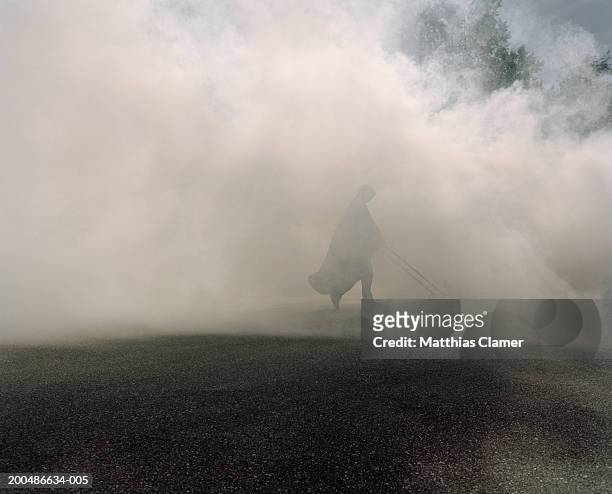 man wearing cape, walking through billowing smoke - cape bildbanksfoton och bilder