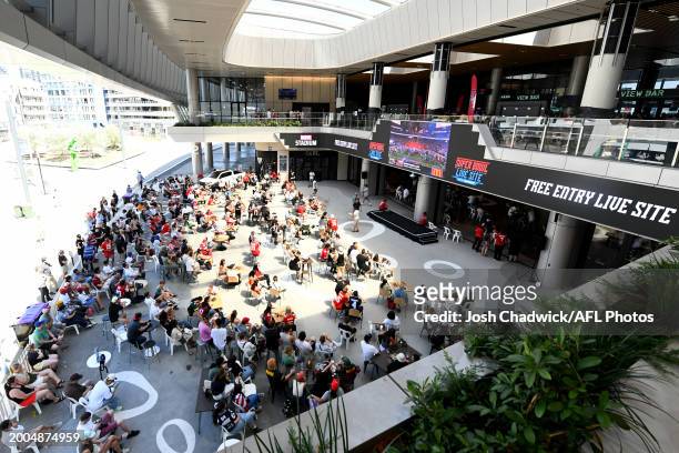 General view of Stadium Square during the Super Bowl Live Site/ VIP Party at Marvel Stadium on February 12, 2024 in Melbourne, Australia.