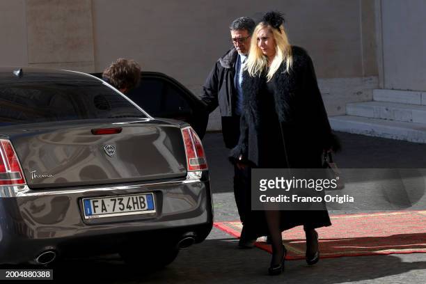 Karina Elizabeth Milei, sister of Argentina's President Javier Milei, leaves the Apostolic Palace after an audience with Pope Francis on February 12,...