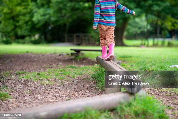 the lake district - playground balance beam stock pictures, royalty-free photos & images