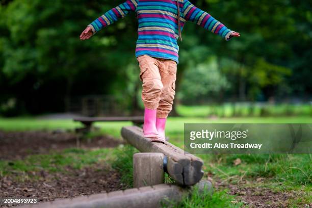 the lake district - playground balance beam stock pictures, royalty-free photos & images