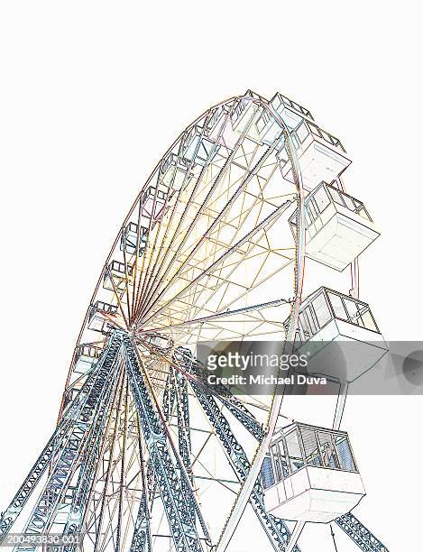 drawing of ferris wheel, low angle view - big wheel stock illustrations