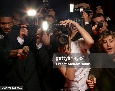 Paparazzi photographers and television reporters at celebrity event Paparazzi photographers and television reporters at celebrity event