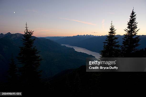 canada, british columbia, slocan valley, lake slocan from idaho peak - slocan lake stock pictures, royalty-free photos & images