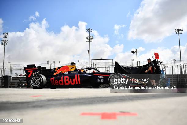 Tim Tramnitz of Germany and MP Motorsport stops in the Pitlane during day two of Formula 3 Testing at Bahrain International Circuit on February 12,...