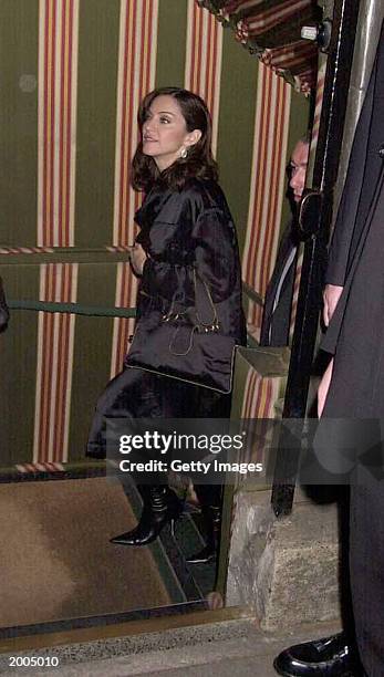 Singer Madonna attends the launch of Stella McCartney Store after party at Annabels on May 15, 2003 in London.