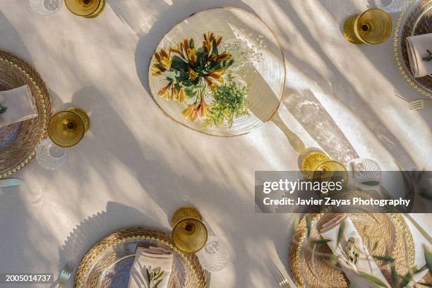 table ready for a picnic in the garden - elegant picnic stock pictures, royalty-free photos & images
