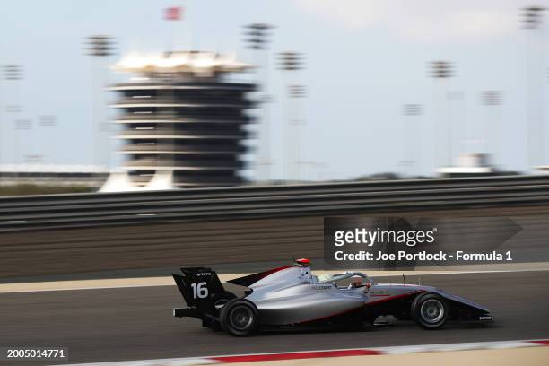 Cian Shields of Great Britain and Hitech Pulse-Eight drives on track during day two of Formula 3 Testing at Bahrain International Circuit on February...