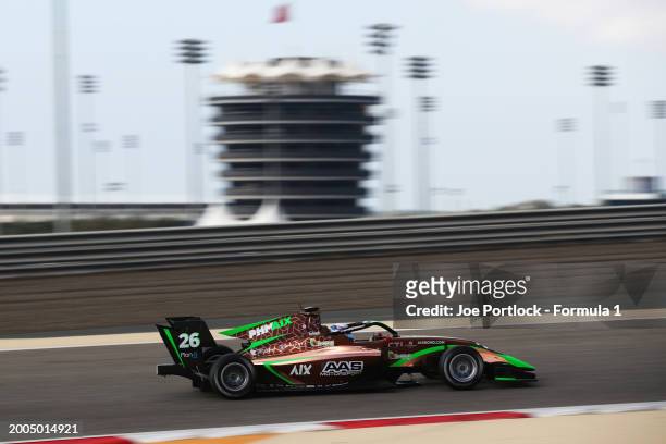 Tasanapol Inthraphuvasak of Thailand and PHM AIX Racing drives on track during day two of Formula 3 Testing at Bahrain International Circuit on...