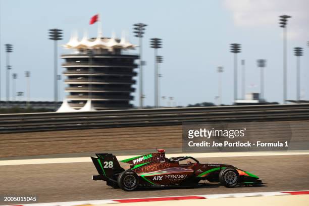 Joshua Dufek of Austria and PHM AIX Racing drives on track during day two of Formula 3 Testing at Bahrain International Circuit on February 12, 2024...