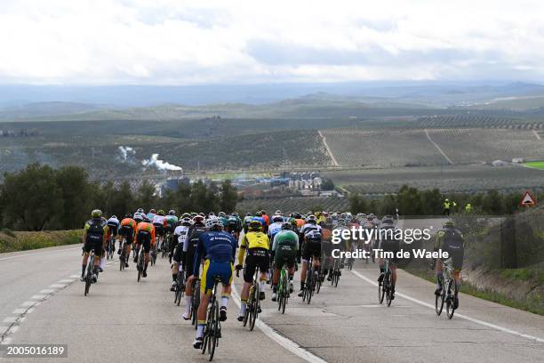 General view of the peloton passing through a landscape during the 3rd Clasica Jaen Paraiso Interior 2024 a 158.3km one day race from Baeza to Ubeda...