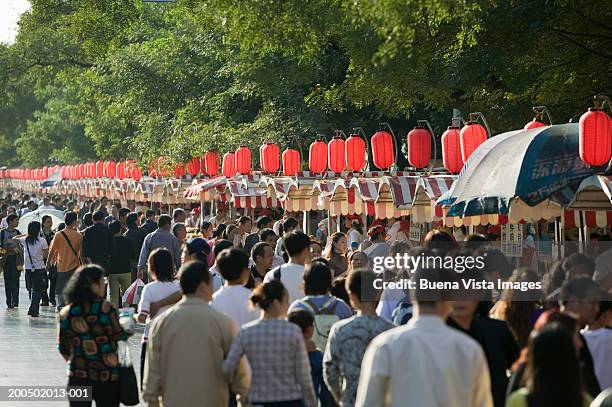 china, beijing, food stands at wangfujing dajie street - beijing people stock pictures, royalty-free photos & images