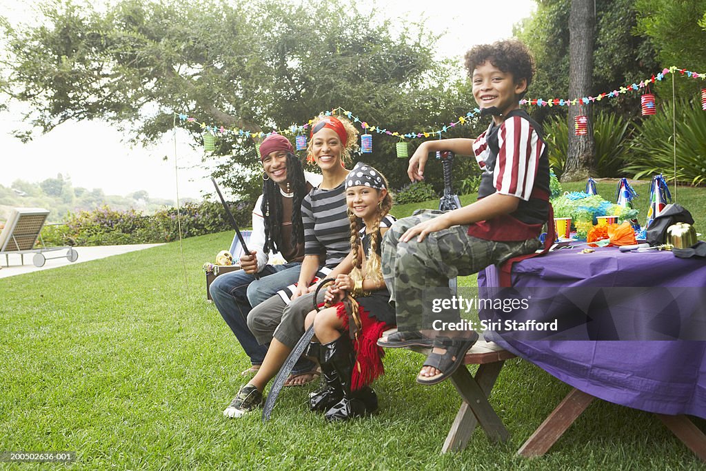 Family dressed in pirate costumes