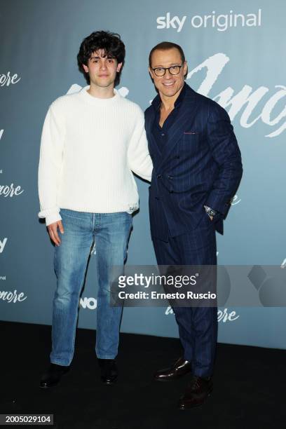 Stafano Accorsi and Luca Santoro attend the photocall for "Un Amore" at Cinema Barberini on February 12, 2024 in Rome, Italy.