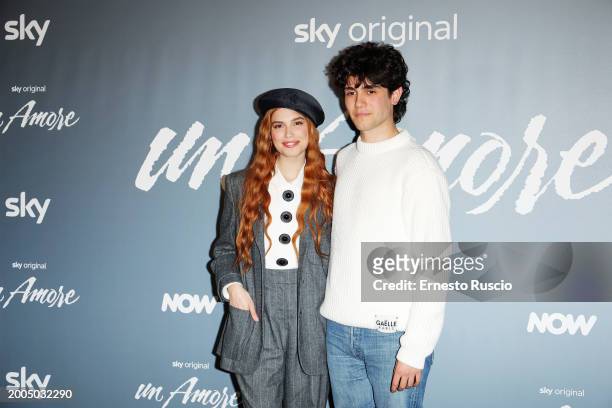 Beatrice Fiorentini and Luca Santoro attend the photocall for "Un Amore" at Cinema Barberini on February 12, 2024 in Rome, Italy.