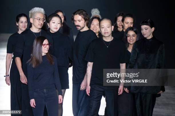 Fashion designer Jason Wu and his team walk the runway during the Jason Wu Ready to Wear Fall/Winter 2024-2024 fashion show as part of the New York...