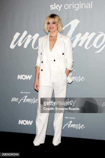 Micaela Ramazzotti attends the photocall for "Un Amore" at Cinema Barberini on February 12, 2024 in Rome, Italy.