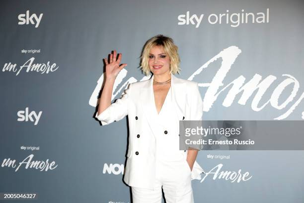 Micaela Ramazzotti attends the photocall for "Un Amore" at Cinema Barberini on February 12, 2024 in Rome, Italy.