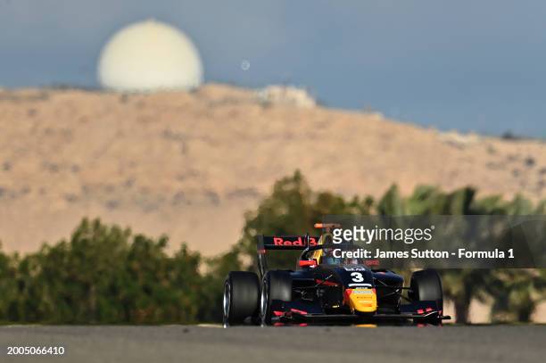 Arvid Lindblad of Great Britain and PREMA Racing drives on track during day two of Formula 3 Testing at Bahrain International Circuit on February 12,...