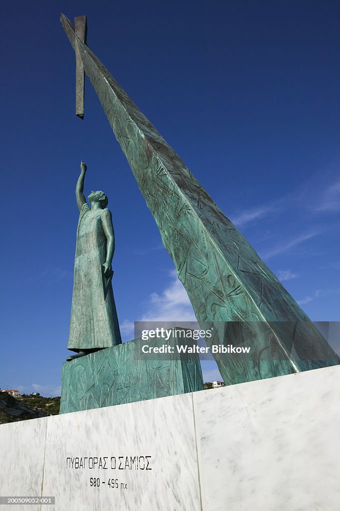 Pyhtagoras Statue Greece Samos Pythagorio Statue Of Pythagoras Low Angle View High-Res ...