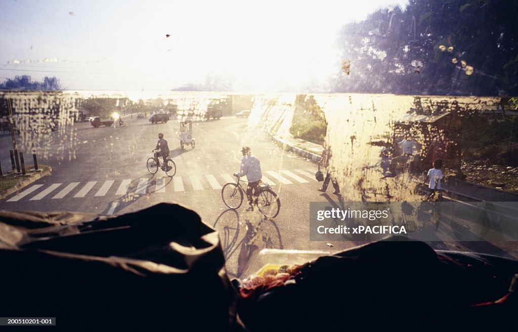 Indonesia, Java, Jakarta, street scene from bus window