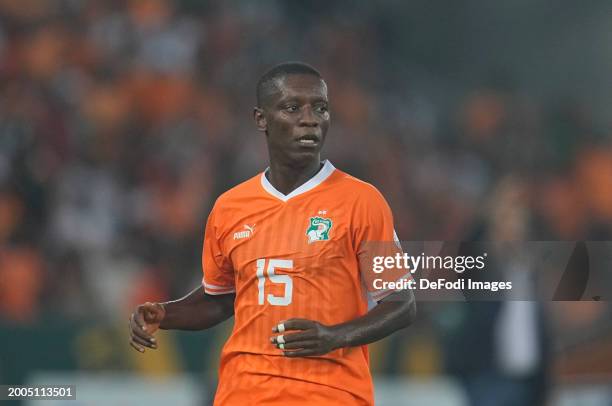 Max Alain Gradel of Ivory Coast looks on during the TotalEnergies CAF Africa Cup of Nations final match between Nigeria and Ivory Coast at Stade...